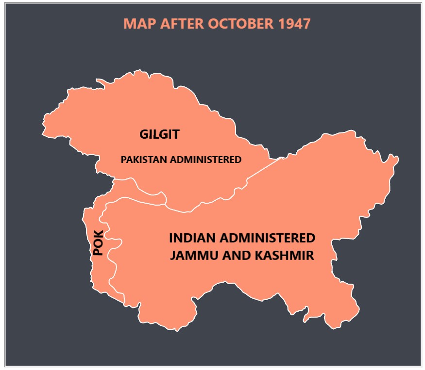 Map of Jammu and Kashmir after Accession to India